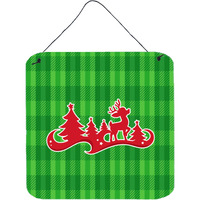 "Caroline's Treasures Christmas Tree Reindeer Green Metal Print, 6"" x 6"", Multicolor"