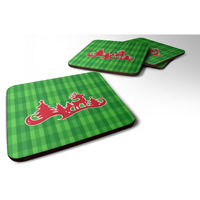 "Caroline's Treasures Christmas Tree Reindeer green Foam Coaster Set of 4, 3.5, Multicolor"