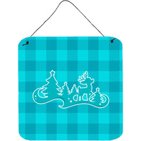 "Caroline's Treasures Christmas Tree Reindeer Blue Metal Print, 6"" x 6"", Multicolor"