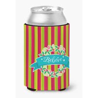 "Caroline's Treasures Christmas Wreath Believe Can or Bottle Hugger, Can Hugger, Multicolor"