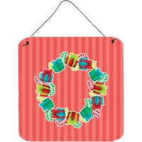 "Caroline's Treasures Christmas Wreath Presents Metal Print, 6"" x 6"", Multicolor"