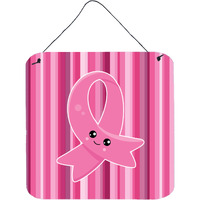 "Caroline's Treasures Breast Cancer Awareness Ribbon Face Metal Print, 6"" x 6"", Multicolor"