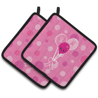"Caroline's Treasures Breast Cancer Awareness Ribbon Balloons Pair of Pot Holders, 7.5 x 7.5, Multicolor"