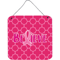 "Caroline's Treasures Breast Cancer Awareness Ribbon Believe Metal Print, 6"" x 6"", Multicolor"