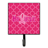 "Caroline's Treasures Breast Cancer Awareness Ribbon Believe Wall Hook, Small, Multicolor"