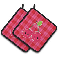 "Caroline's Treasures BB6985PTHD Cherry Faces Pair of Pot Holders, 7.5 x 7.5"", Multicolor"