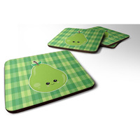 "Caroline's Treasures Pear Face Foam Coaster Set of 4, 3.5, Multicolor"