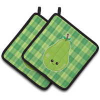 "Caroline's Treasures BB6986PTHD Pear Face Pair of Pot Holders, 7.5 x 7.5"", Multicolor"
