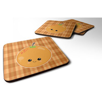 "Caroline's Treasures Orange Face Foam Coaster Set of 4, 3.5, Multicolor"