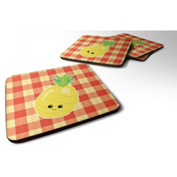 "Caroline's Treasures Pineapple Face Foam Coaster Set of 4, 3.5, Multicolor"