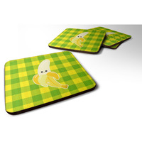 "Caroline's Treasures Banana Face Foam Coaster Set of 4, 3.5, Multicolor"