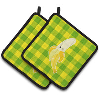 "Caroline's Treasures BB6993PTHD Banana Face Pair of Pot Holders, 7.5 x 7.5"", Multicolor"