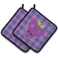 "Caroline's Treasures BB6994PTHD Grape Face Pair of Pot Holders, 7.5 x 7.5"", Multicolor"