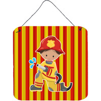 "Caroline's Treasures Fireman Boy Metal Print, 6"" x 6"", Multicolor"