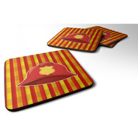 "Caroline's Treasures Fireman's Hat Foam Coaster Set of 4, 3.5, Multicolor"