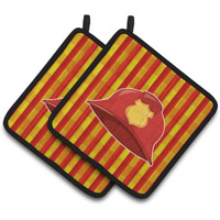 "Caroline's Treasures Fireman's Hat Pair of Pot Holders, 7.5 x 7.5, Multicolor"