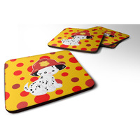 "Caroline's Treasures Fireman Dalmatian Puppy Foam Coaster Set of 4, 3.5, Multicolor"
