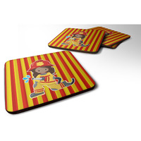 "Caroline's Treasures BB7000FC Fireman Girl Foam Coaster Set of 4, 3.5"", Multicolor"