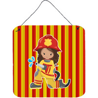 "Caroline's Treasures Fireman Girl Metal Print, 6"" x 6"", Multicolor"