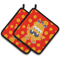 "Caroline's Treasures BB7005PTHD Little Monster Visonator Pair of Pot Holders, 7.5 x 7.5"", Multicolor"