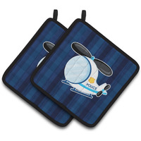 "Caroline's Treasures BB7008PTHD Police Helicopter Pair of Pot Holders, 7.5 x 7.5"", Multicolor"