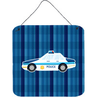 "Caroline's Treasures Police Car Metal Print, 6"" x 6"", Multicolor"
