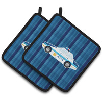 "Caroline's Treasures BB7009PTHD Police Car Pair of Pot Holders, 7.5 x 7.5"", Multicolor"