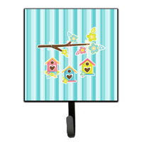 "Caroline's Treasures Birdhouses on Blue Stripes Wall Hook, Small, Multicolor"