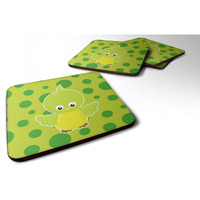 "Caroline's Treasures Bird On green Polkadots Foam Coaster Set of 4, 3.5, Multicolor"