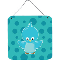 "Caroline's Treasures Bird on Blue Polkadots Metal Print, 6"" x 6"", Multicolor"
