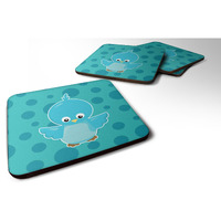 "Caroline's Treasures Bird On Blue Polkadots Foam Coaster Set of 4, 3.5, Multicolor"