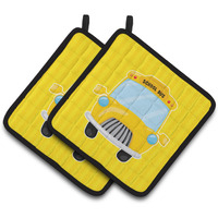 "Caroline's Treasures BB7019PTHD School Bus Pair of Pot Holders, 7.5 x 7.5"", Multicolor"