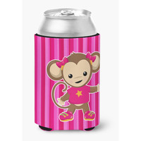 "Caroline's Treasures Monkey On Pink Stripes Can or Bottle Hugger, Can Hugger, Multicolor"