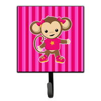 "Caroline's Treasures Monkey on Pink Stripes Wall Hook, Small, Multicolor"