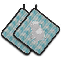 "Caroline's Treasures Elephant Pair of Pot Holders, 7.5 x 7.5, Multicolor"
