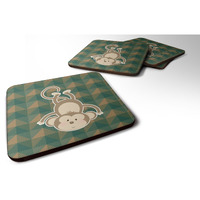 "Caroline's Treasures BB7023FC Monkey Foam Coaster Set of 4, 3.5"", Multicolor"