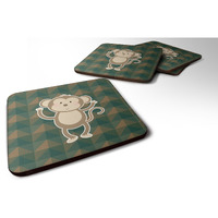 "Caroline's Treasures BB7025FC Monkey Foam Coaster Set of 4, 3.5"", Multicolor"