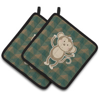 "Caroline's Treasures BB7025PTHD Monkey Pair of Pot Holders, 7.5 x 7.5"", Multicolor"