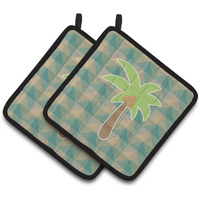 "Caroline's Treasures BB7028PTHD Palm Tree Pair of Pot Holders, 7.5 x 7.5"", Multicolor"