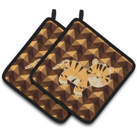 "Caroline's Treasures Tiger Pair of Pot Holders, 7.5 x 7.5, Multicolor"