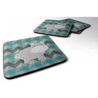 "Caroline's Treasures BB7031FC Hippopotamus Foam Coaster Set of 4, 3.5"", Multicolor"