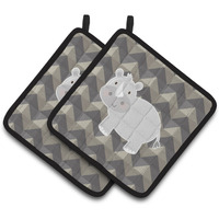 "Caroline's Treasures BB7033PTHD Rhinoceros Pair of Pot Holders, 7.5 x 7.5"", Multicolor"