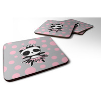 "Caroline's Treasures Panda Bear Ballerina Foam Coaster Set of 4, 3.5, Multicolor"