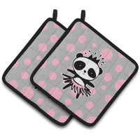 "Caroline's Treasures BB7035PTHD Panda Bear Ballerina Pair of Pot Holders, 7.5 x 7.5"", Multicolor"