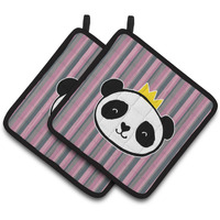 "Caroline's Treasures BB7037PTHD Panda Bear Queen Pair of Pot Holders, 7.5 x 7.5"", Multicolor"