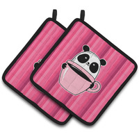 "Caroline's Treasures BB7038PTHD Panda Bear Coffee Pair of Pot Holders, 7.5 x 7.5"", Multicolor"