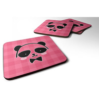 "Caroline's Treasures Panda Bear Pink Face Foam Coaster Set of 4, 3.5, Multicolor"
