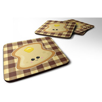 "Caroline's Treasures Buttered Toast Face Foam Coaster Set of 4, 3.5, Multicolor"