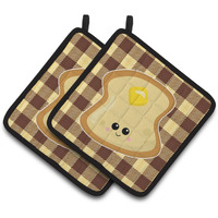 "Caroline's Treasures Buttered Toast Face Pair of Pot Holders, 7.5 x 7.5, Multicolor"