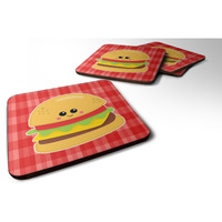 "Caroline's Treasures Hamburger Face Foam Coaster Set of 4, 3.5, Multicolor"
